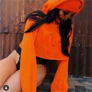 Badwood jack o lantern Vibrant Orange Hoodie cropped small
